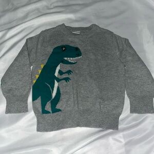 Okie Dokie Gray Sweater with Dinosaur Motif